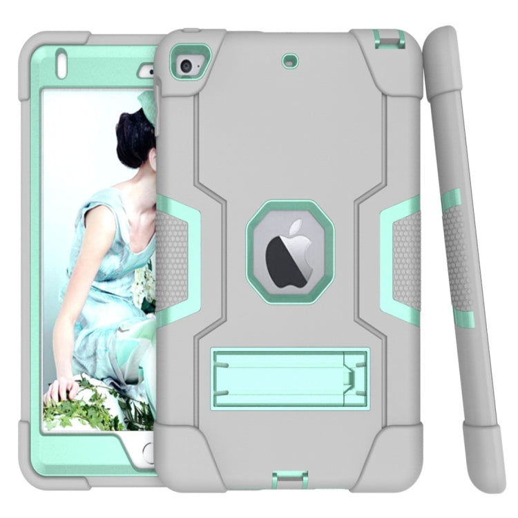 For iPad Mini 5 / 4 Contrast Color Silicone + PC Combination Case with Holder