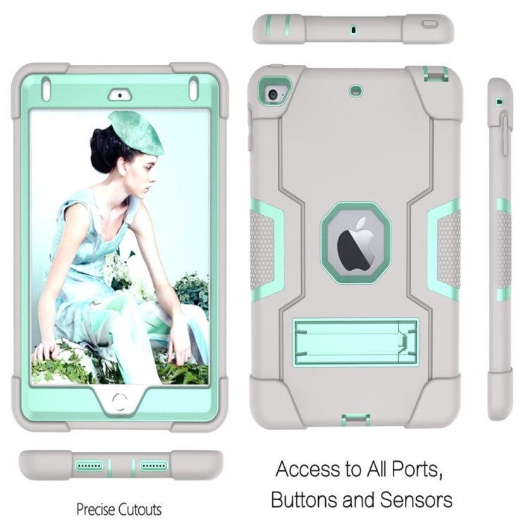 For iPad Mini 5 / 4 Contrast Color Silicone + PC Combination Case with Holder