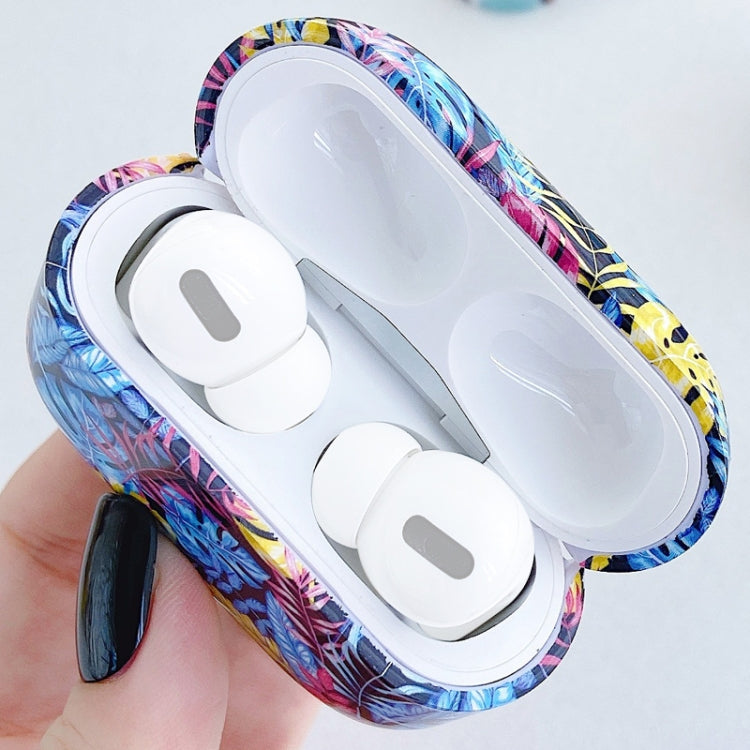 For AirPods Pro Graffiti Landscape Pattern PC Earphone Protective Case(Leaves)