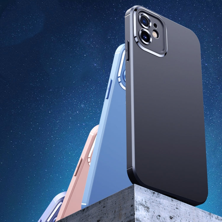 For iPhone 12 Metal Lens Liquid Silicone Phone Case