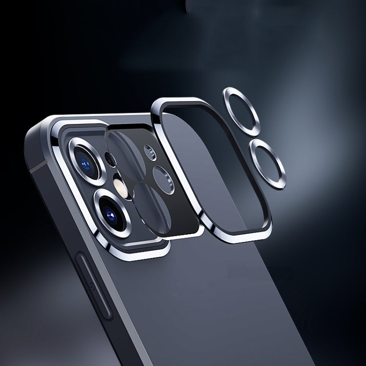 For iPhone 12 Metal Lens Liquid Silicone Phone Case