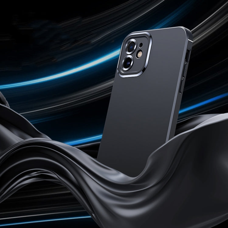 For iPhone 12 Metal Lens Liquid Silicone Phone Case