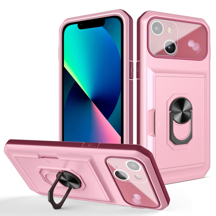 For iPhone 13 Card Ring Holder PC + TPU Phone Case