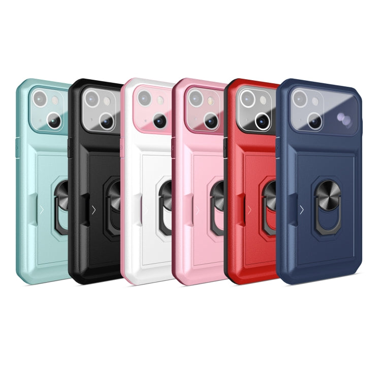 For iPhone 13 Card Ring Holder PC + TPU Phone Case