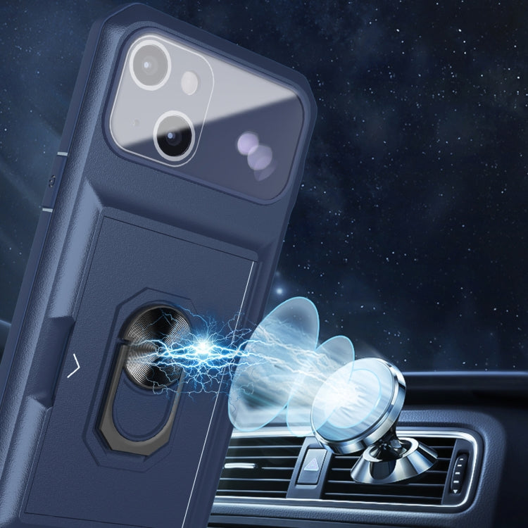 For iPhone 13 Card Ring Holder PC + TPU Phone Case
