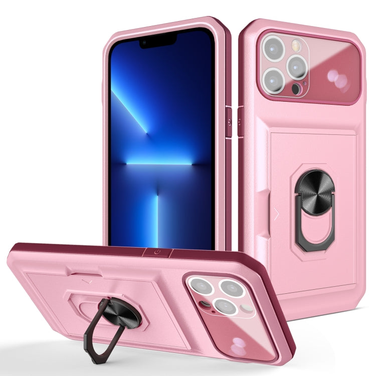 For iPhone 13 Pro Card Ring Holder PC + TPU Phone Case