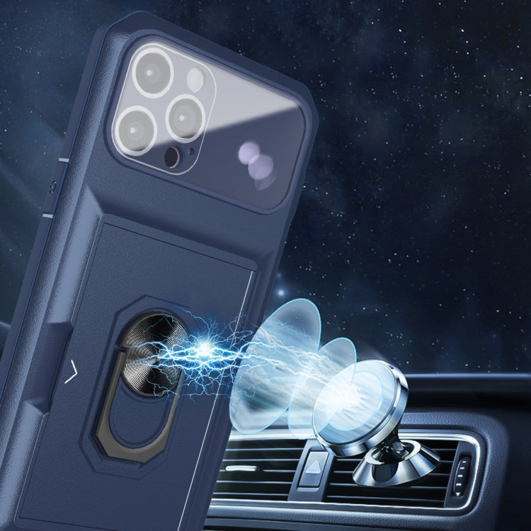 For iPhone 13 Pro Max Card Ring Holder PC + TPU Phone Case