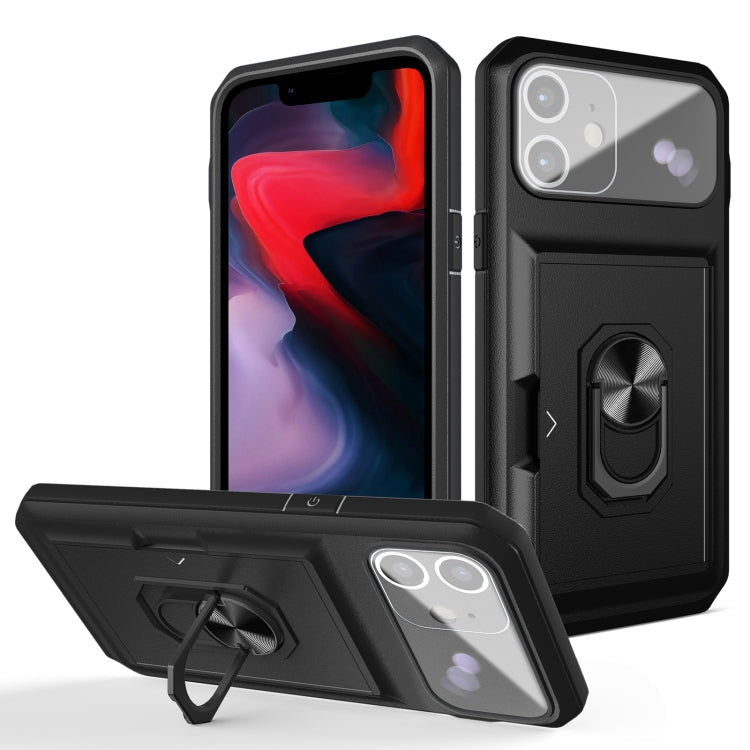 For iPhone 12 Card Ring Holder PC + TPU Phone Case