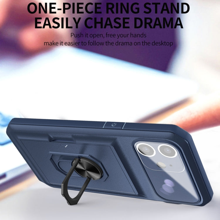 For iPhone 12 Card Ring Holder PC + TPU Phone Case
