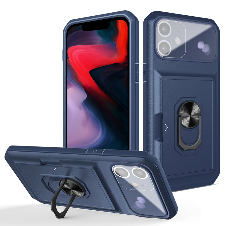For iPhone 12 Card Ring Holder PC + TPU Phone Case