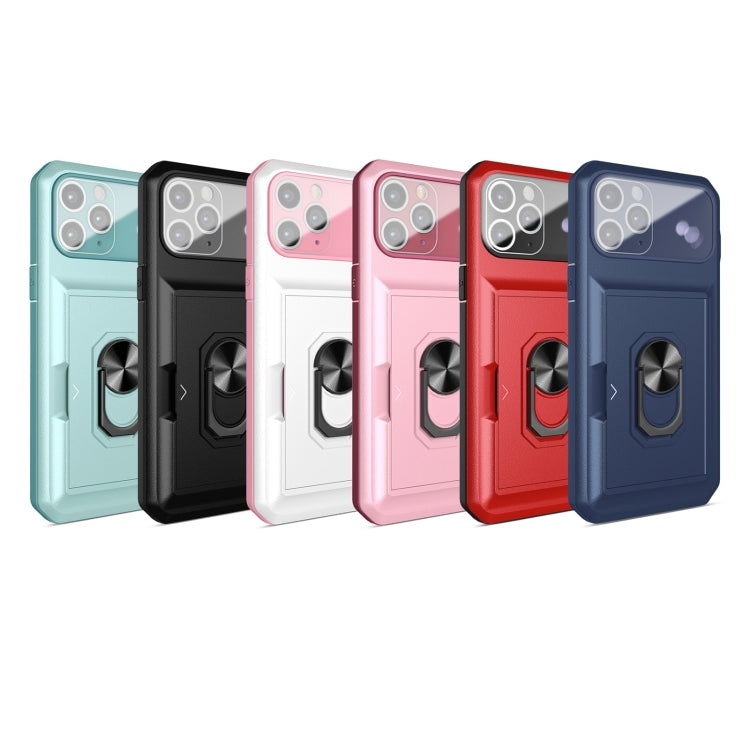 For iPhone 12 Pro Card Ring Holder PC + TPU Phone Case