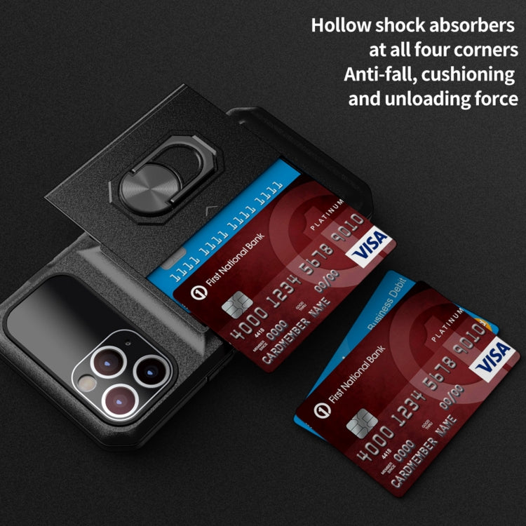 For iPhone 12 Pro Card Ring Holder PC + TPU Phone Case