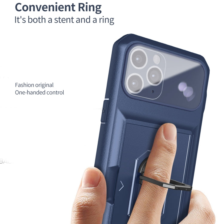 For iPhone 12 Pro Card Ring Holder PC + TPU Phone Case