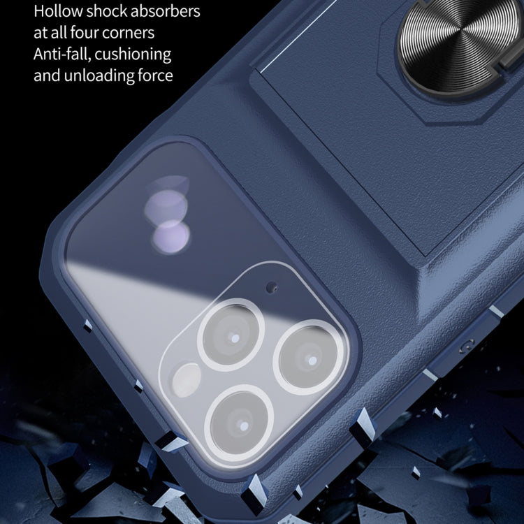 For iPhone 11 Pro Max Card Ring Holder PC + TPU Phone Case