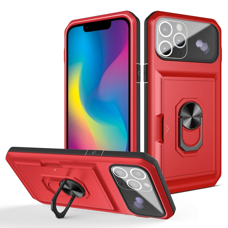 For iPhone 11 Pro Max Card Ring Holder PC + TPU Phone Case