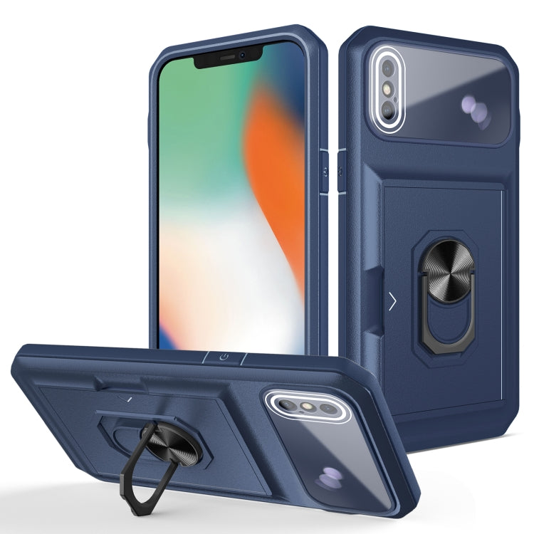 For iPhone X / XS Card Ring Holder PC + TPU Phone Case