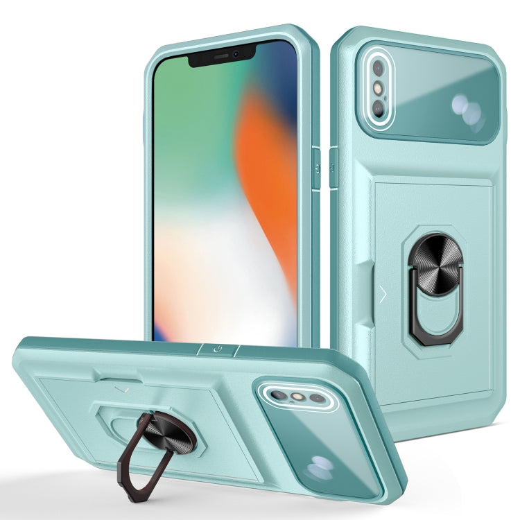 For iPhone X / XS Card Ring Holder PC + TPU Phone Case