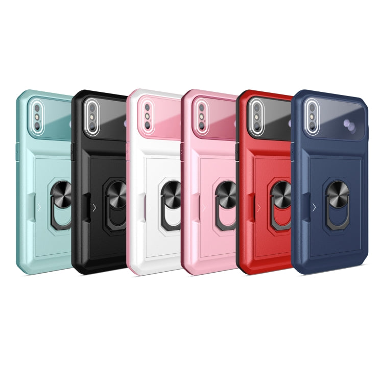 For iPhone XS Max Card Ring Holder PC + TPU Phone Case