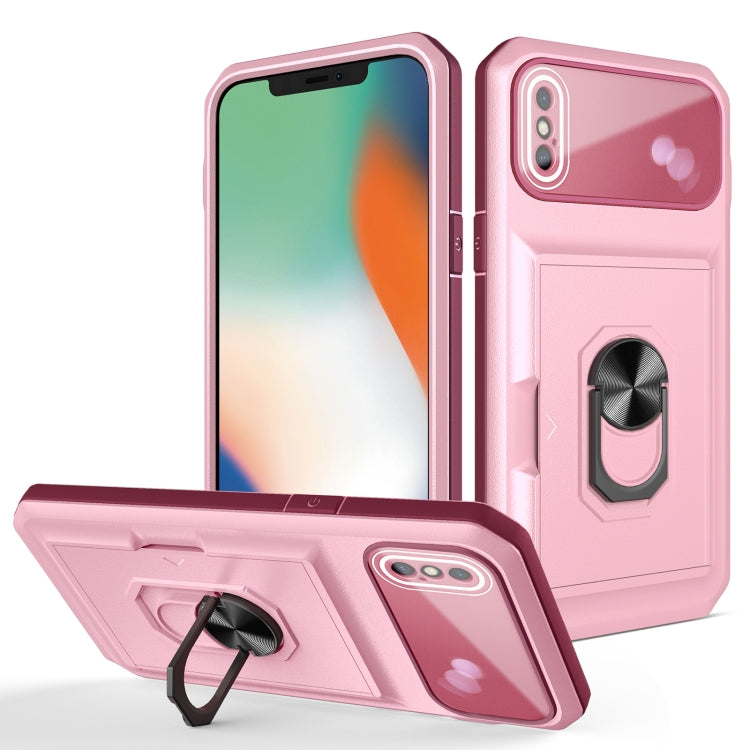 For iPhone XS Max Card Ring Holder PC + TPU Phone Case