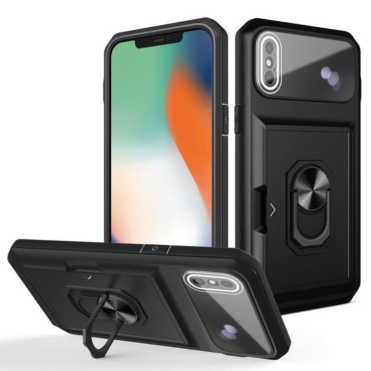 For iPhone XS Max Card Ring Holder PC + TPU Phone Case
