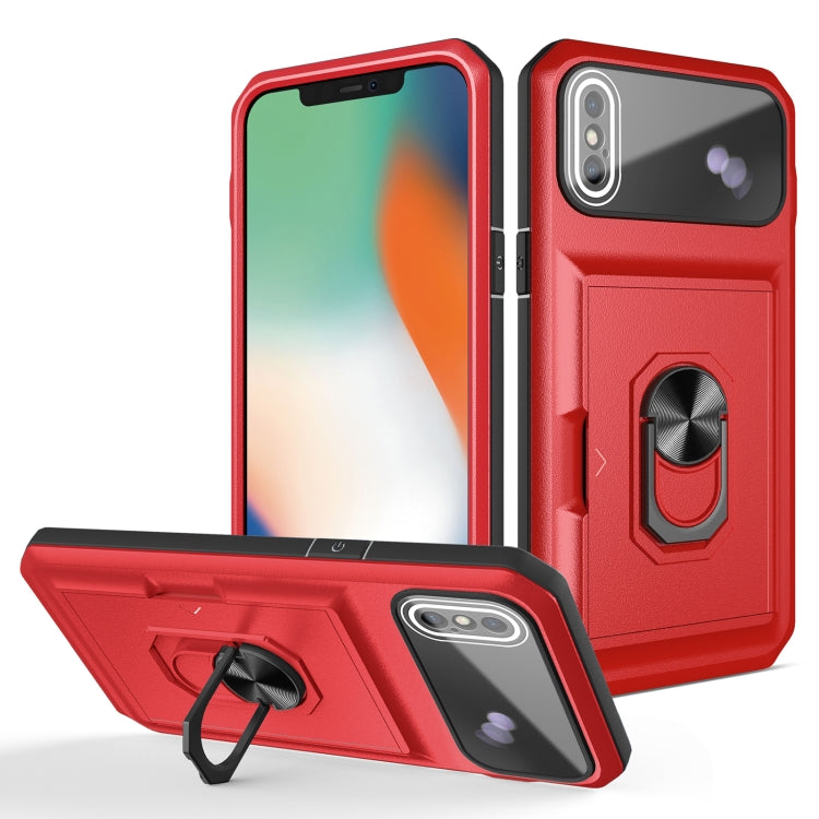 For iPhone XS Max Card Ring Holder PC + TPU Phone Case