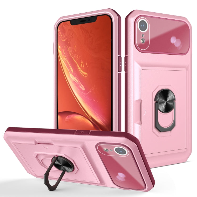 For iPhone XR Card Ring Holder PC + TPU Phone Case
