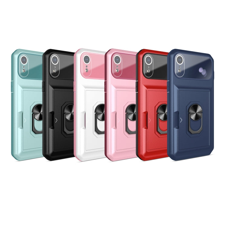 For iPhone XR Card Ring Holder PC + TPU Phone Case