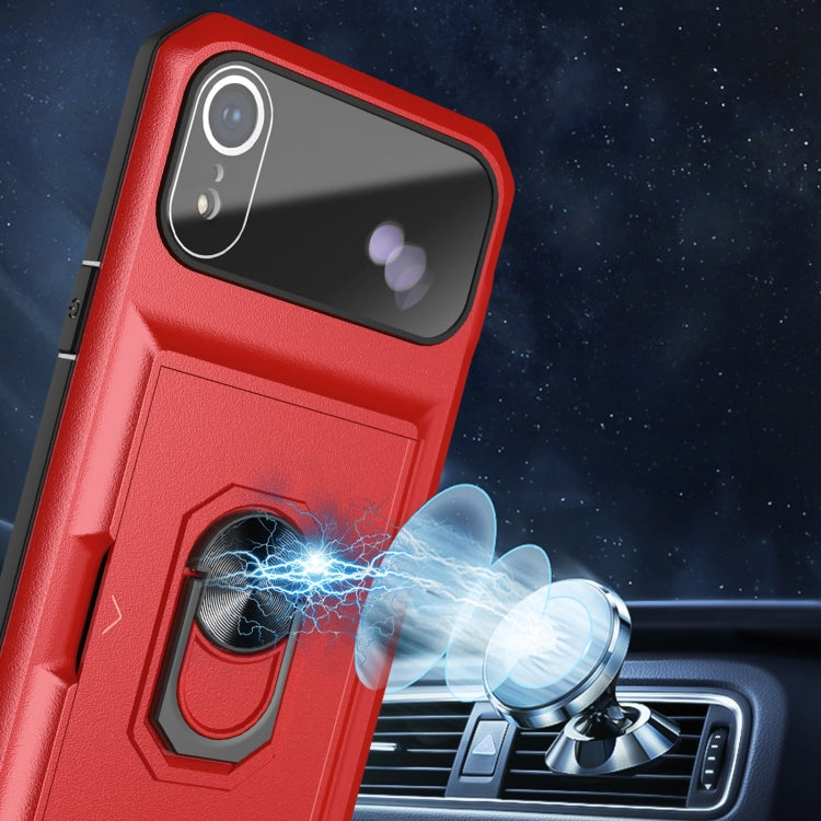 For iPhone XR Card Ring Holder PC + TPU Phone Case