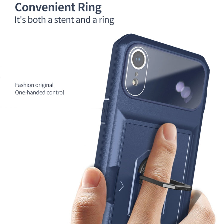 For iPhone XR Card Ring Holder PC + TPU Phone Case
