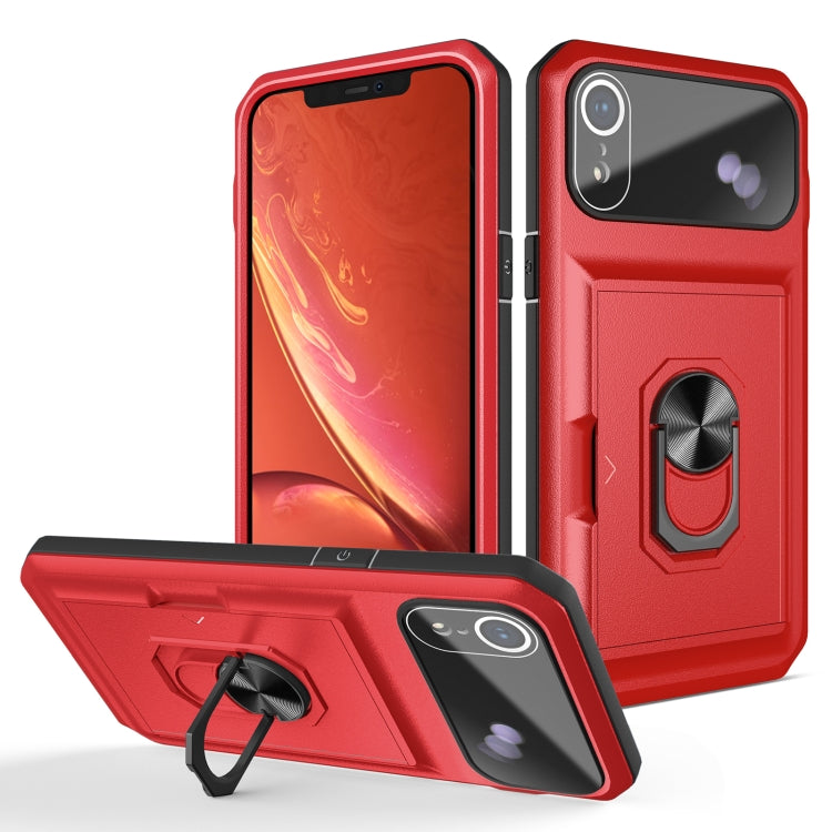 For iPhone XR Card Ring Holder PC + TPU Phone Case