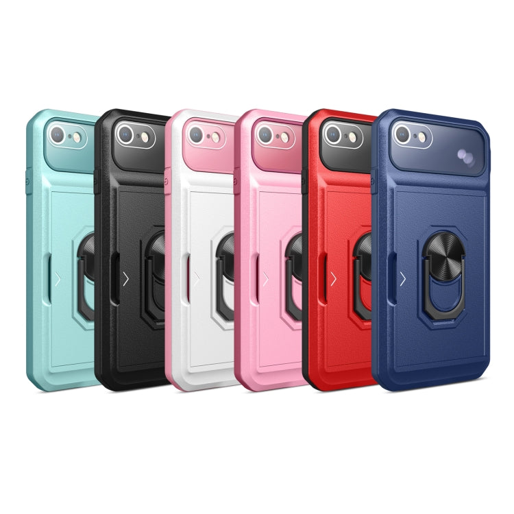 For iPhone SE 2022 / SE 2020 / 8 / 7 Card Ring Holder PC + TPU Phone Case