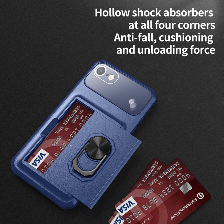For iPhone SE 2022 / SE 2020 / 8 / 7 Card Ring Holder PC + TPU Phone Case