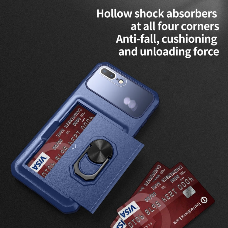 Card Ring Holder PC + TPU Phone Case For iPhone 8 Plus / 7 Plus