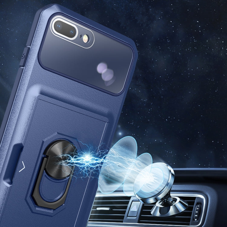 Card Ring Holder PC + TPU Phone Case For iPhone 8 Plus / 7 Plus