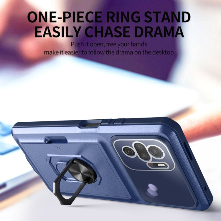For Xiaomi Redmi Note 10 4G Card Ring Holder PC + TPU Phone Case