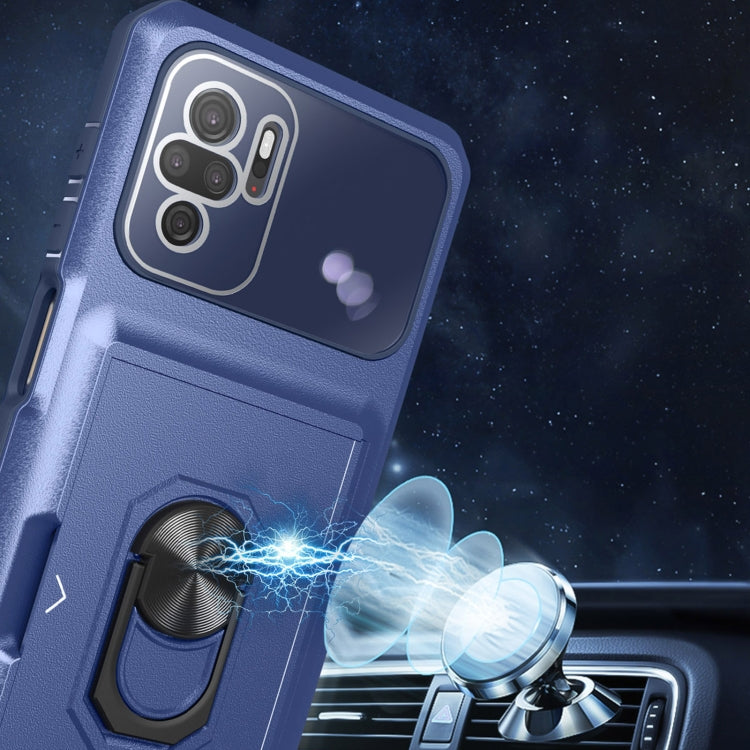 For Xiaomi Redmi Note 10 4G Card Ring Holder PC + TPU Phone Case