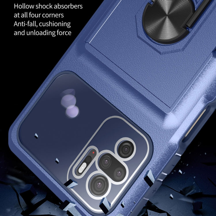 For Xiaomi Redmi Note 10 4G Card Ring Holder PC + TPU Phone Case