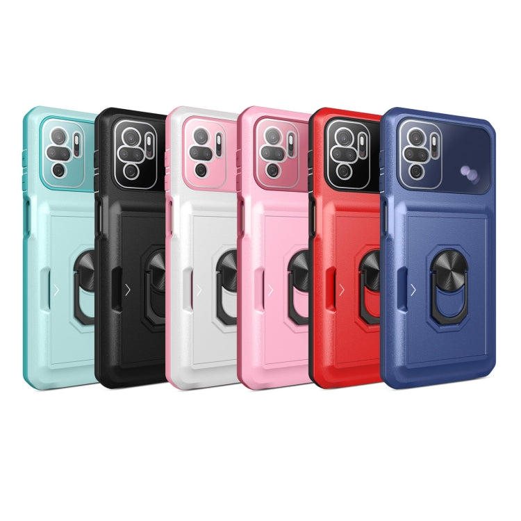 For Xiaomi Redmi Note 10 4G Card Ring Holder PC + TPU Phone Case