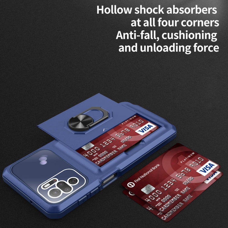 For Xiaomi Redmi Note 10 4G Card Ring Holder PC + TPU Phone Case