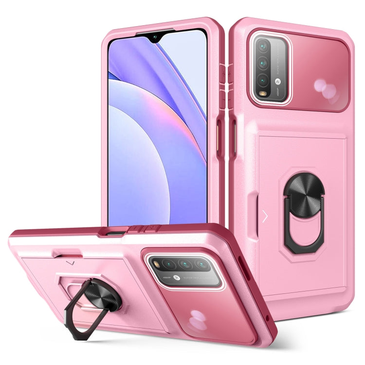 For Xiaomi Redmi Note 9 4G Card Ring Holder PC + TPU Phone Case