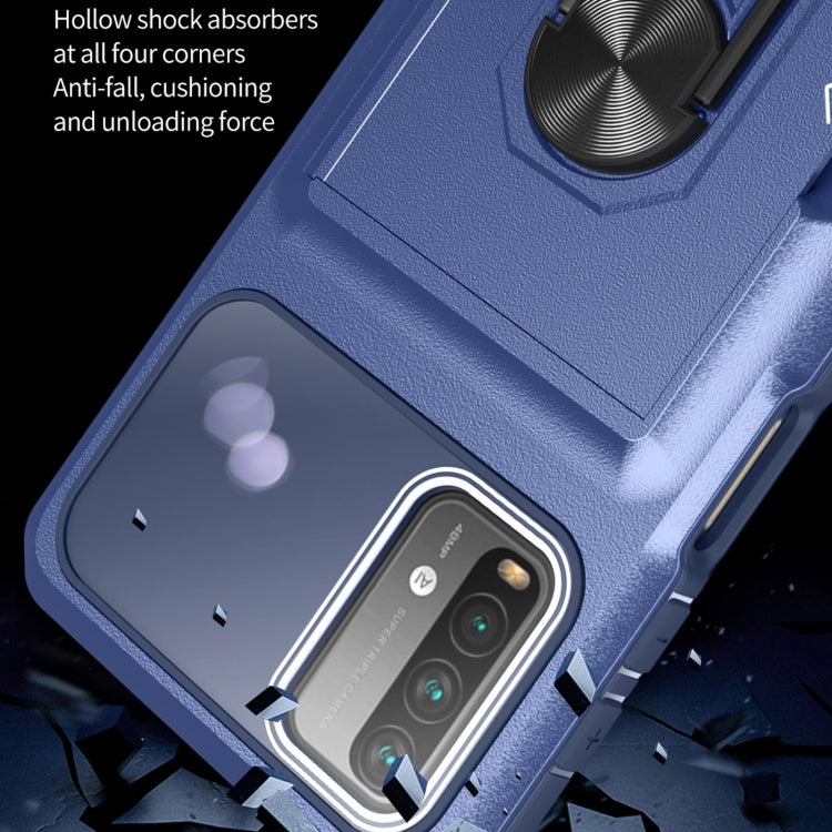 For Xiaomi Redmi Note 9 4G Card Ring Holder PC + TPU Phone Case