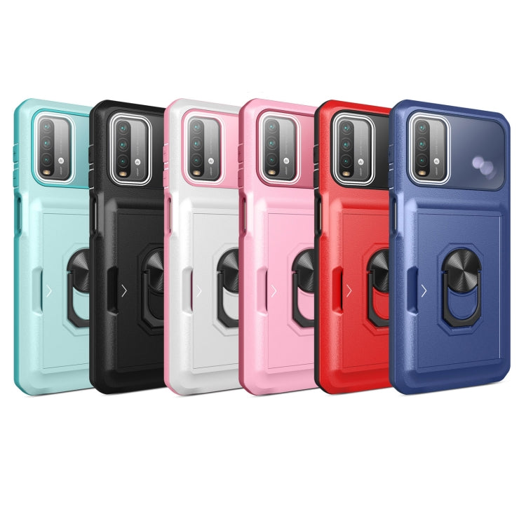For Xiaomi Redmi Note 9 4G Card Ring Holder PC + TPU Phone Case