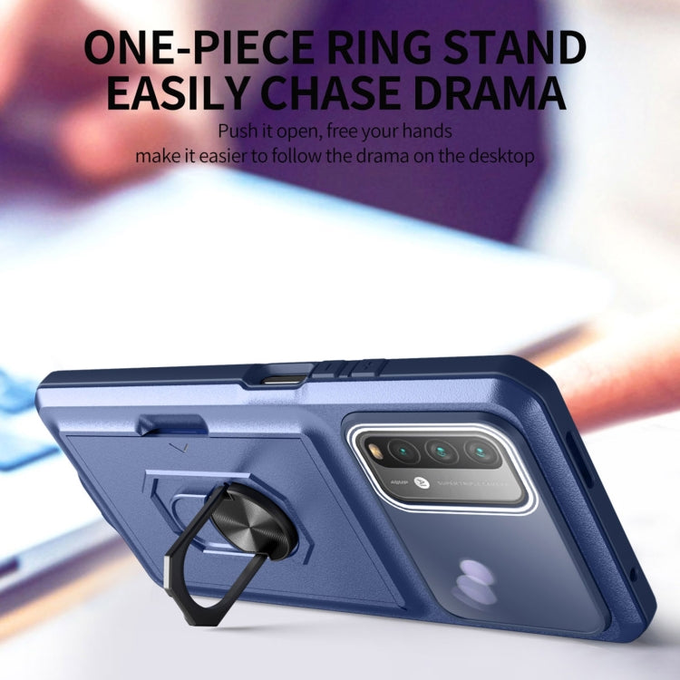 For Xiaomi Redmi Note 9 4G Card Ring Holder PC + TPU Phone Case