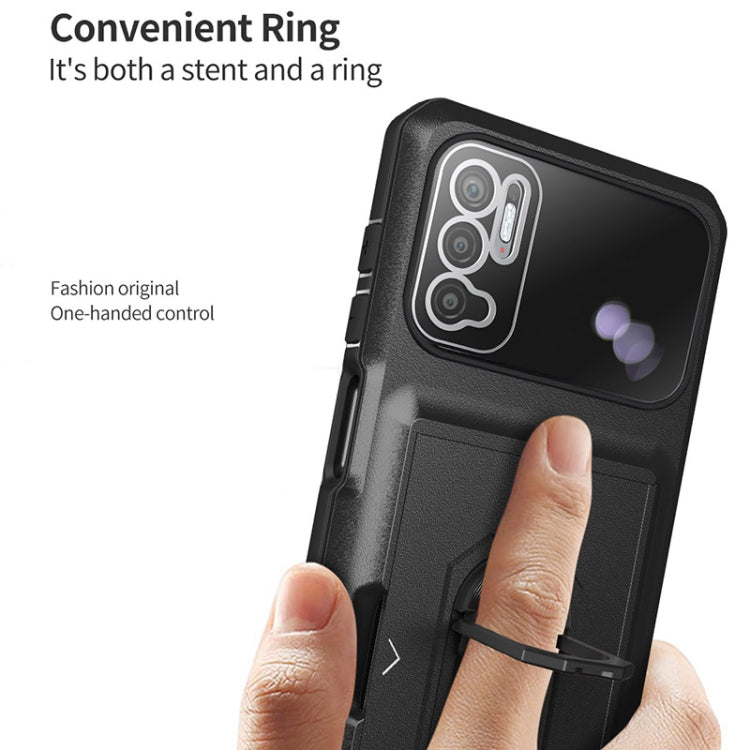 For Xiaomi Redmi Note 10 5G Card Ring Holder PC + TPU Phone Case