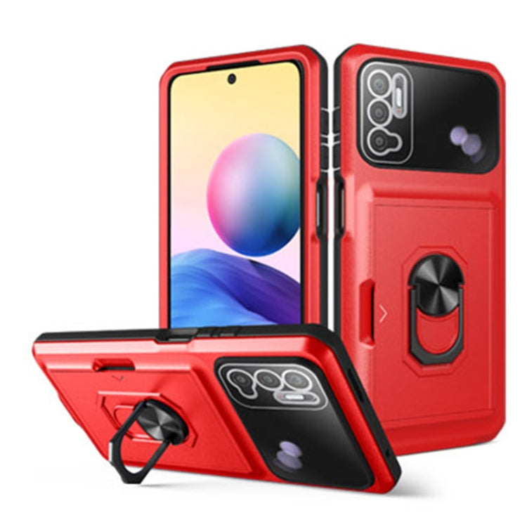 For Xiaomi Redmi Note 10 5G Card Ring Holder PC + TPU Phone Case