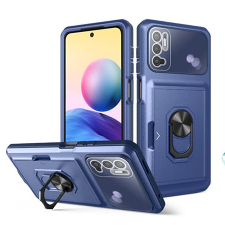 For Xiaomi Redmi Note 10 5G Card Ring Holder PC + TPU Phone Case