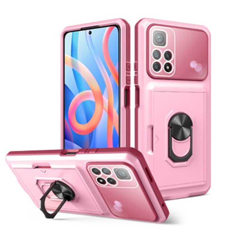 For Xiaomi Redmi Note 11 5G Card Ring Holder PC + TPU Phone Case