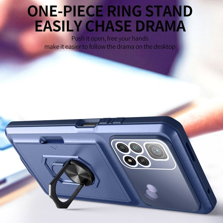 For Xiaomi Redmi Note 11 5G Card Ring Holder PC + TPU Phone Case