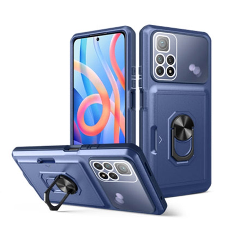 For Xiaomi Redmi Note 11 5G Card Ring Holder PC + TPU Phone Case
