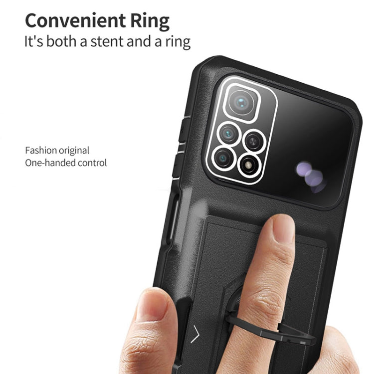 For Xiaomi Redmi Note 11 Pro Card Ring Holder PC + TPU Phone Case